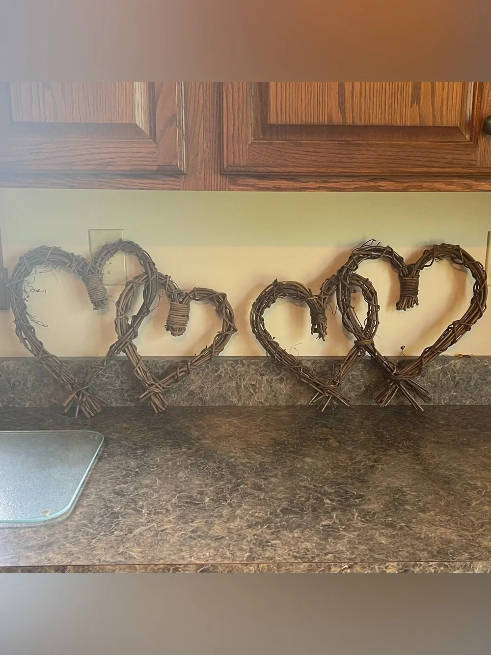 2 Vintage Grapevine Twig Heart Shaped Wall Hangings Primitive Rustic Country